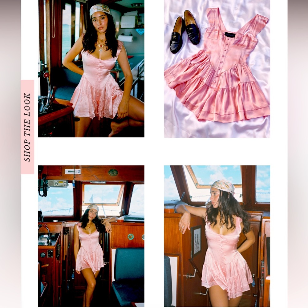 Elisabeth Romper Dress - Pink Satin (Vanessa Mooney)